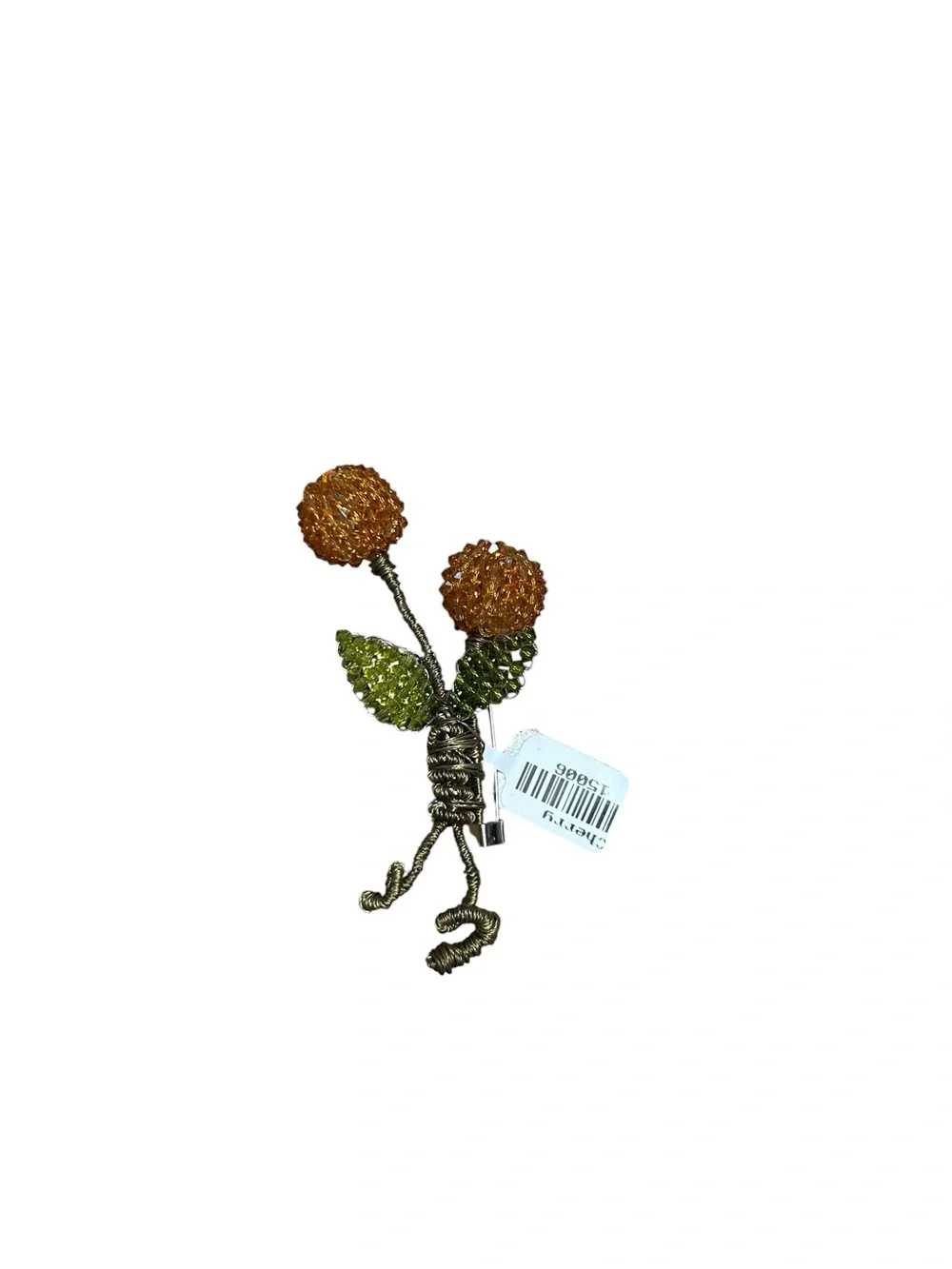 NWT Mindy Lam beaded fruit brooch pin cherry oranges peaches statement